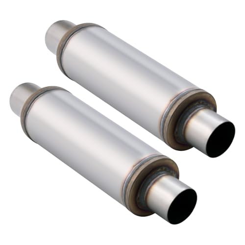 2.5 Inch Exhaust Muffler, 2.5" Inlet/Outlet 20" Overall Length Resonator, Stainless Steel Straight Through Design Performance Muffler, 2 PCS - size: 2pcs - 2.5" Inlet 20" Overall Length(4.5" wide)