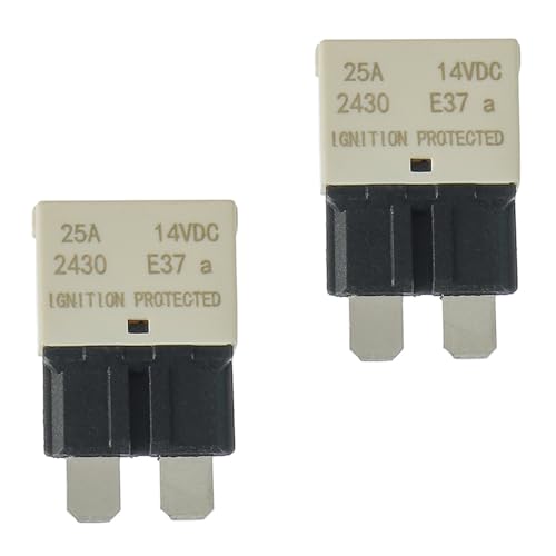 25A DC 12V-14V Auto Reset Circuit Breaker ATC/ATO Low Profile T1 Mini Blade Fuses Breakers for Car Trucks Marine Boat RV Solar and More,2 Pack - style: E37-ATC/ATO-Auto Reset