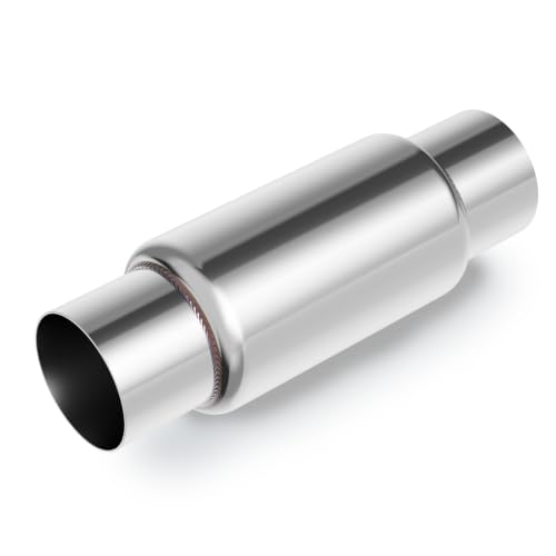 3" Inlet Exhaust Resonator, 3" Inlet/Outlet 12" Overall Length Exhaust Resonator Muffler, Straight Through Stainless Steel Muffler - size: 3" Inlet 12" Overall Length