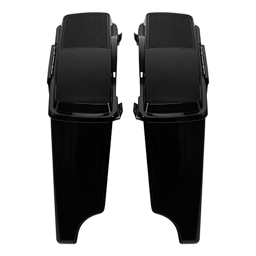 TCMT 5" Stretched Saddlebags 6X9 Speaker Lid Fit For Harley 1994-2013 - color: Vivid Black Black Latches(6x9 Speaker Lid)