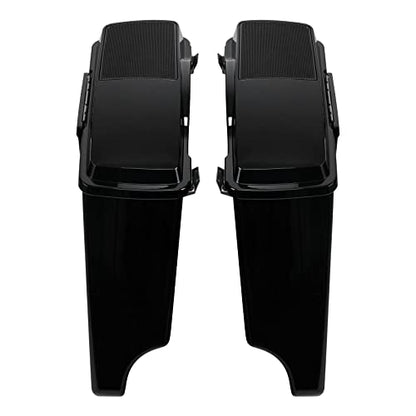 TCMT 5" Stretched Saddlebags 6X9 Speaker Lid Fit For Harley 1994-2013 - color: Vivid Black Black Latches(6x9 Speaker Lid)
