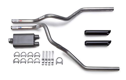 Flowsound 2-Chamber Mandrel-Bent Dual Truck Exhaust Kit with Black Tips - color: Black