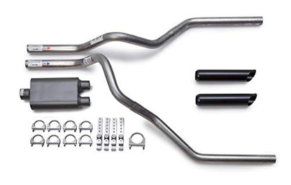 Flowsound 2-Chamber Mandrel-Bent Dual Truck Exhaust Kit with Black Tips - color: Black