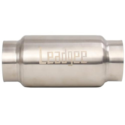 3" Inlet&Outlet Exhaust Resonator,9" Overall Length Center Straight Through Stainless Steel Muffler,Polished - size: 3" Inlet 9" Overall Length-1pc