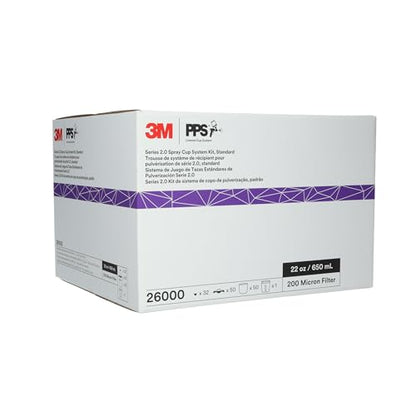 3M 26000 PPS 2.0 Spray Gun Cup, Lids and Liners Kit, Standard, 200-Micron Filter, 22 Ounces, BLACK,SILVER - size: Standard, 200-Micron Filter