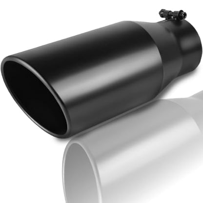 Mupera Universal 3 Inch Inlet Exhaust Tip, 5" Outlet, 12" Long - size: 3" Inlet 5" Outlet 12" Length Black