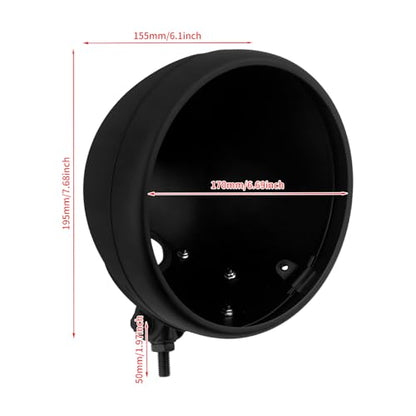Motorcycle 7" Headlight Housing 7 Inch Head Lamp Bucket Fit for Harley Dyna Softail FX Custom Sportster XL (Black) - color: Black