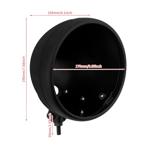 Motorcycle 7" Headlight Housing 7 Inch Head Lamp Bucket Fit for Harley Dyna Softail FX Custom Sportster XL (Black) - color: Black