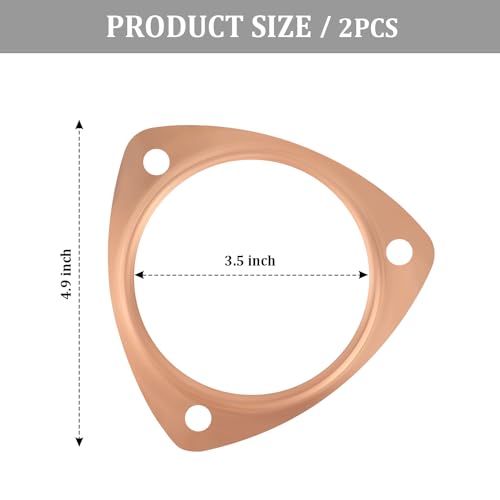 carleef 2PCS 3.5"" Exhaust Gasket,Copper Exhaust Flange for Header Gasket & Collector Gasket,Car Accessories Exhaust Pipe Gasket Compatible with BBC/SBC,Automotive Exhaust Systems & Parts (3.5"") - color: 3.5"