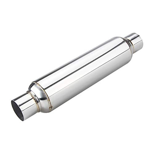 LCGP Universal Muffler 2.5" Inlet & Outlet 19'' Overall Length,Straight Through Design, Stainless Steel Resonator - color: Silver, size: 2.5" Inlet 19" Overall Length