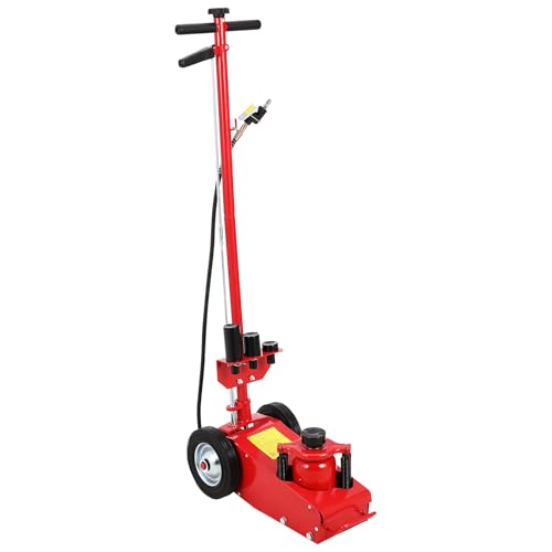 GarveeTech 30 Ton Air Hydraulic Floor Jack for Heavy Duty Trucks & Tractors – Low Profile (9"-17.7"), 4 Adapters, 46" Adjustable Handle – 66,000 Lbs Capacity - color: 30 Red
