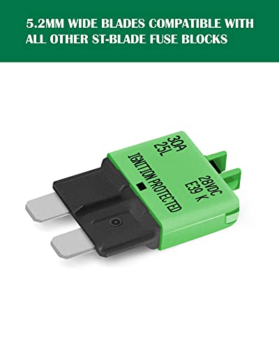 LENKRAD Automotive 30 Amp ATC/ATO Resettable Fuse 30A Manual Reset Standard Blade 30Amp Fuses Manual-Reset Circuit Breaker 30A for Car Truck RV Marine Boat Trolling Motorhome, 5 Pack - color: E39-30A-5 Pack