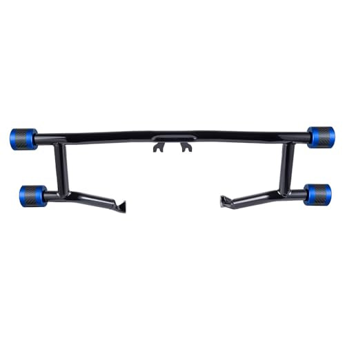 Advanblack Protek Two Step Highway Peg Crash Bar with CNC Slider Fit for 2014-2025 Harley Touring Road Glide Street Glide Electra Glide – Engine Guard Performance Upgrade (Blue CNC w/Carbon Inlay) - color: Blue CNC w/ Carbon Inlay