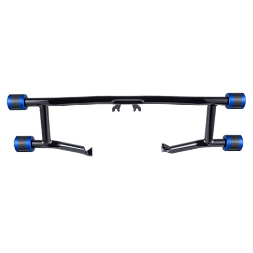 Advanblack Protek Two Step Highway Peg Crash Bar with CNC Slider Fit for 2014-2025 Harley Touring Road Glide Street Glide Electra Glide – Engine Guard Performance Upgrade (Blue CNC w/Carbon Inlay) - color: Blue CNC w/ Carbon Inlay