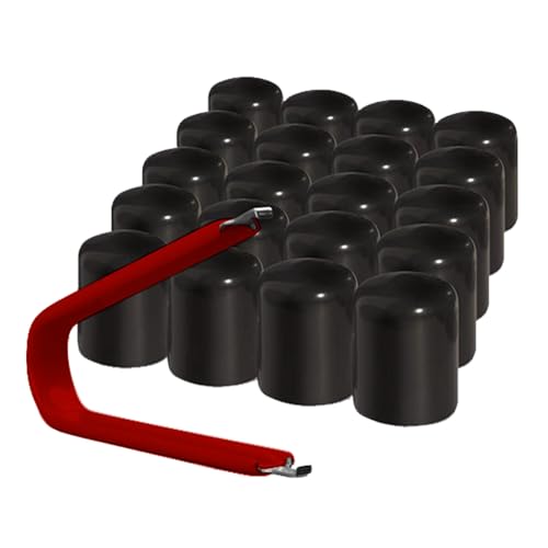 ColorLugs Vinyl Lug Nut Cover | Black | Flexible Fit Wheel Lug Nut Cap | Fits 17 mm | Pack of 20 | Includes Deluxe Extractor | Made in the USA - color: Black, size: 17 mm