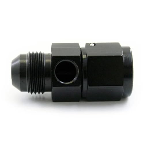 8AN Male Flare to -8 Female Swivel Fuel Pressure Take Off Fitting with 1/8" NPT Gauge Port, CNC Machined Anodized Black, for E85 Gasoline Methanol Racing Fuel Systems - size: AN8 with 1/8 NPT Port