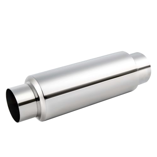 EVIL ENERGY 3" Resonator Muffler, 3" Inlet & Outlet (OD) Stainless Steel Universal Straight Through Muffler, Deep Tone for Modern Trucks, Muscle Cars & Daily Drivers - color: Silver, size: 3.0 inch