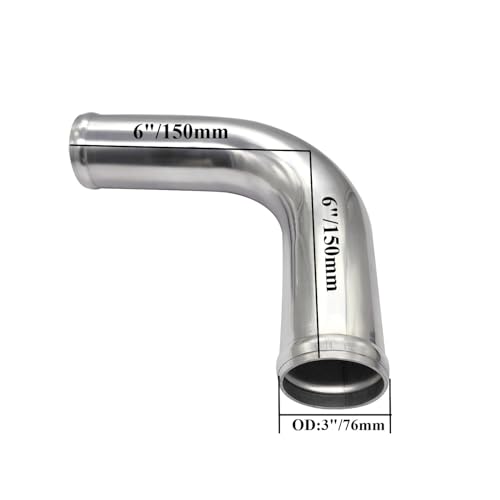 YSIL 3" OD 90 Degree Intercooler Pipe Air Intake Tube 12"(300mm) Aluminum - size: OD: 3"(76mm), style: 90 Degree