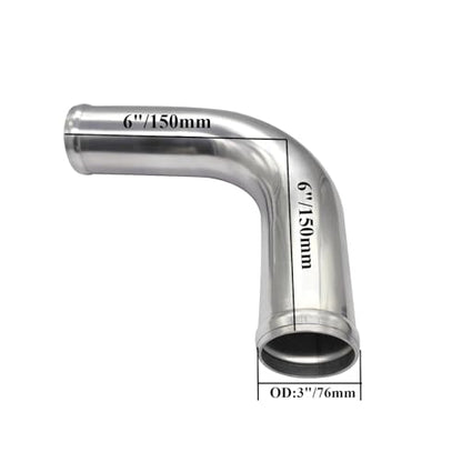 YSIL 3" OD 90 Degree Intercooler Pipe Air Intake Tube 12"(300mm) Aluminum - size: OD: 3"(76mm), style: 90 Degree