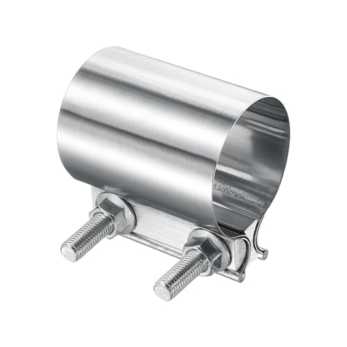 HARFINGTON Exhaust Clamp 2.36" Stainless Steel Lap Joint Band Clamp Exhaust Pipes Connection with M10x55.5 Screws for Car Muffler Elbow Pipes - size: 2.36 inch