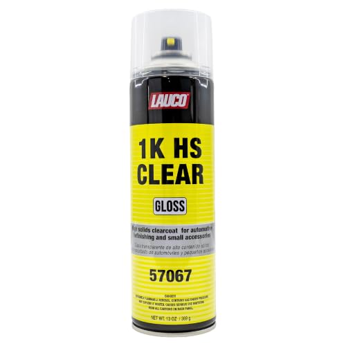 LAUCO 1K HS Gloss Clear 13 oz. Automotive Aerosol Spray Paint Can - Acrylic Clear Coat Perfect for Protecting Refinish Color on Small Accessories (1) 57067