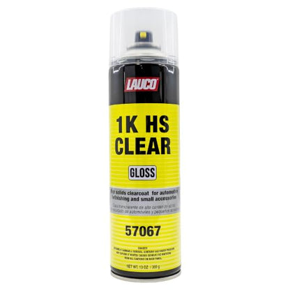 LAUCO 1K HS Gloss Clear 13 oz. Automotive Aerosol Spray Paint Can - Acrylic Clear Coat Perfect for Protecting Refinish Color on Small Accessories (1) 57067