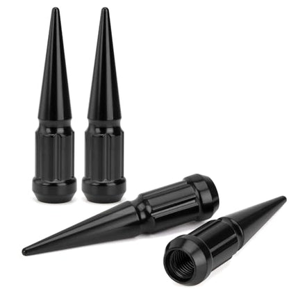 DYNOFIT M12x1.5 Spike Lug Nuts, 4PCS 3.35 inch Tall Closed End Nuts Compatible with Acura, Lexus, Mitsu-bishi(Black) - color: Black, size: 12x1.5 4PC