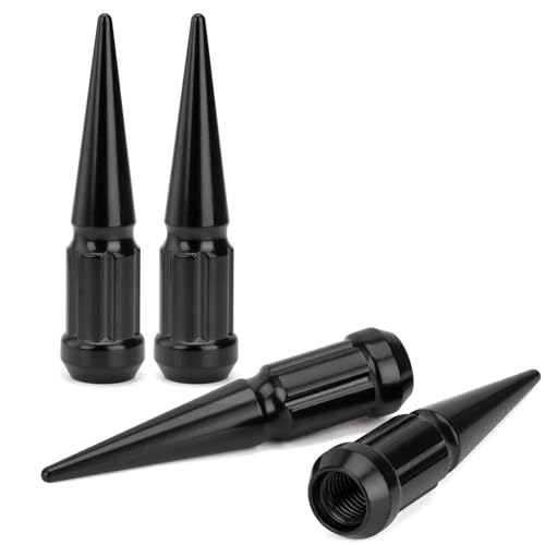 DYNOFIT M12x1.5 Spike Lug Nuts, 4PCS 3.35 inch Tall Closed End Nuts Compatible with Acura, Lexus, Mitsu-bishi(Black) - color: Black, size: 12x1.5 4PC