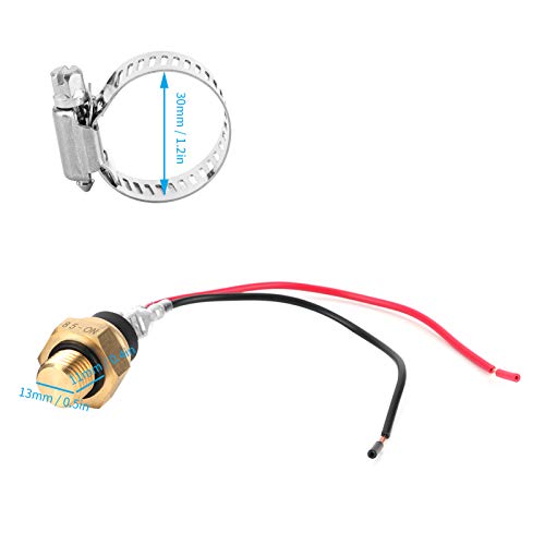KIMISS Thermostat Water Temperature Switch Radiator Coolant Fan Temp Sensor for Motorcycle ATV Off Road Vehicle (Black)