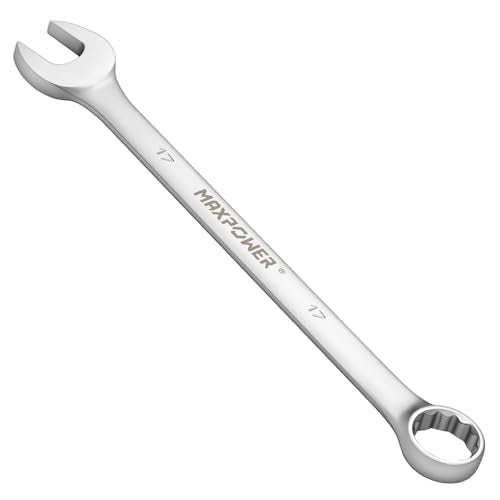 MAXPOWER 17mm Combination Wrench, Industrial Grade Spanners with Chrome Vanadium Steel, Sand Blasted Finish, Forged Heat-Treated - SAE - color: 17 Mm