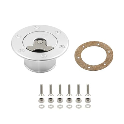 Billet Aluminum 35.5mm Fuel Cell Gas Cap Fuel Surge Tank Cap with 6 Hole Non-vented (Silver) - color: Silver
