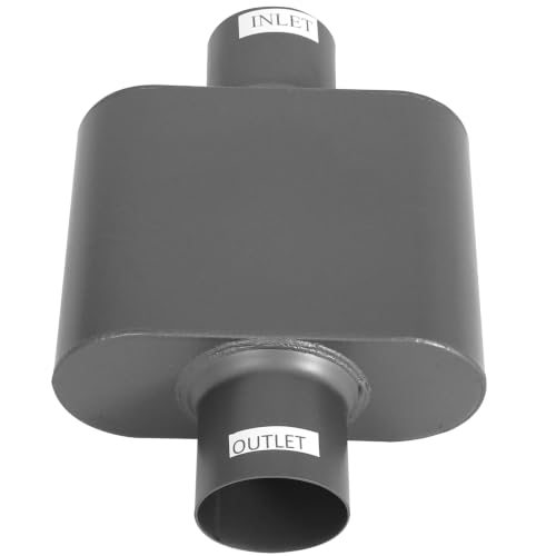 2.5" Muffler with Aggressive Deep Sound, 2.5 Inch ID Center In/Out Single Chamber Performance Muffler Universal Exhaust Muffler for Cars, Trucks - size: 2.5" Center In / 2.5" Center Out / Gray