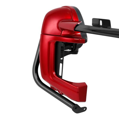 TCT-MOTORPARTS 1 1/4" Engine Guard Crash Bar & Red Lower Vented Leg Fairing Fits for Harley Road King 97-08 - color: Black Engine Crash Bar+Red Lower Fairing