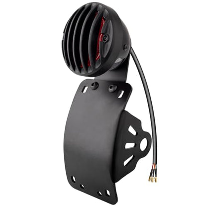 Motorcycle Side Mount License Plate Bracket with LED Tail Brake Light, 3/4" Axle Hole Rear Mount, Brake Running Light Compatible with Harley Cruiser Bobber Chopper Cafe Racer (Black Grille Kit) - color: Black Grille Kit