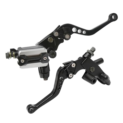 7/8'' 22mm Universal Motorcycle Brake Lever Clutch Master Cylinder Lever Set Reservoir Replacement for Harley Honda Kawasaki Suzuki Yamaha - color: Black