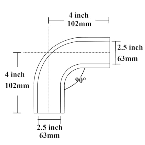YSIL 2.5" ID 90 Degree Elbow Silicone Coupler Hose with 2PCS T-Bolt Clamps - size: 2.5 Inch