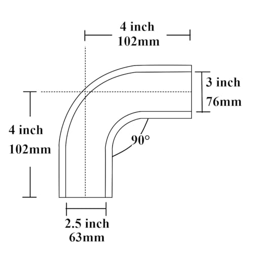 YSIL 2.5" to 3" ID 90 Degree Elbow Reducer Silicone Coupler Hose 4-Ply - size: 2.5 inch to 3 inch