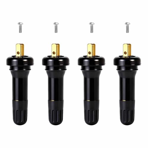 4 PCS TPMS 20008 Tire Valve Stem Set, Rubber Snap-in Tubeless Tire Pressure Sensor Valve Stems, Tires Valves Stem Core Valves Caps Replacement Kit Fits Most Standard Vehicle, Car Accessories