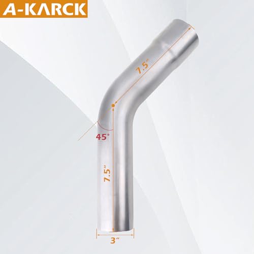 A-KARCK Exhaust 45 Degree Tube 3" OD, Mild Steel Exhaust Pipe Mandrel Bend, Custom Your Own Exhaust System - size: 3 inch 45 Degree