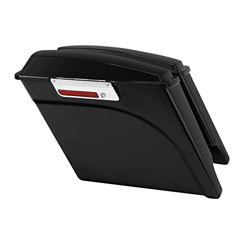 XFMT Motorcycle 5" Stretched Saddlebags Fit For Harley Touring 1993-2013 - color: Vivid Black W/ Chrome Latches, size: 5" Extended