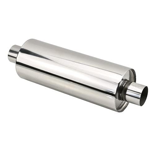 2" Inlet/Outlet Universal Exhaust Resonator – 16" Long Straight-Through Muffler, 1.5mm Thickness Polished Stainless Steel - size: 2" Inlet/Outlet