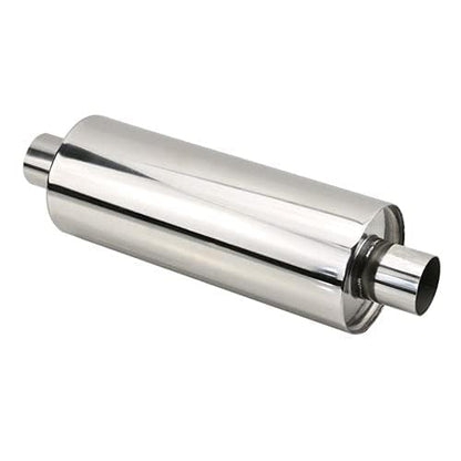 2" Inlet/Outlet Universal Exhaust Resonator – 16" Long Straight-Through Muffler, 1.5mm Thickness Polished Stainless Steel - size: 2" Inlet/Outlet