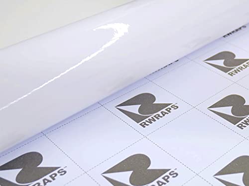 Rwraps Hyper Gloss Vinyl Car Wrap Film Sheet Roll with Air Release - color: Hyper Gloss White, size: 5ft x 2ft