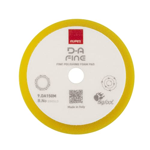 RUPES Orbital Foam Polishing pad for Car Sanding, Polishing & Waxing, Dual Action Polisher Pad, Car Cleaning Supplies for Compounding(Yellow, 130/150mm, Single Pad, Fine) - size: 130/150mm, style: Pack of 1