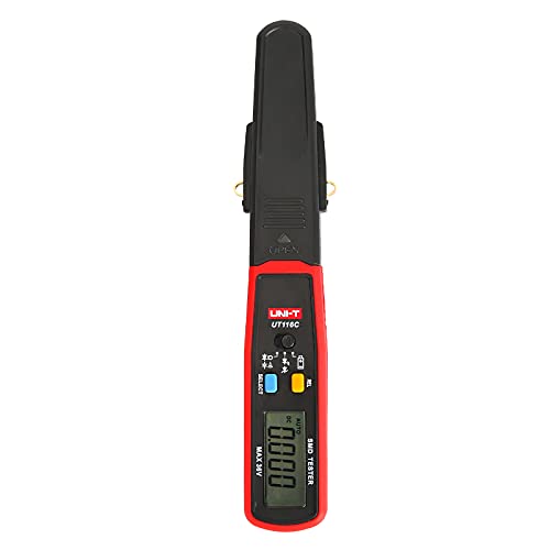 UNI-T UT116C Digital Smart SMD Tester Intelligent Diode Continuity Resistor Capacitor LED Battery Test Mini Multi Tester, 6000 Counts Auto Ranging, Resistance Capacitance DC Voltage
