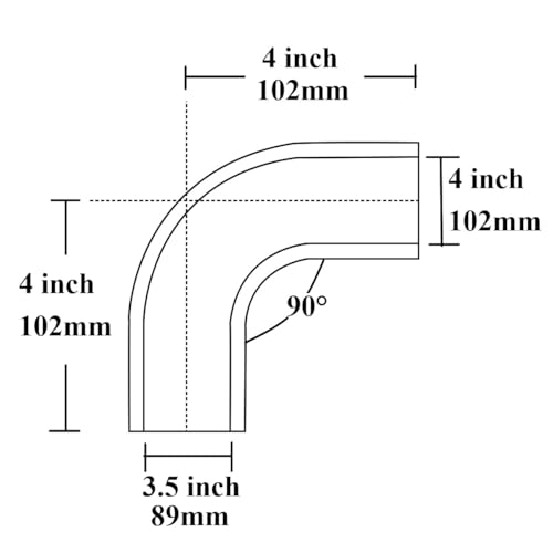 YSIL 3.5" to 4" ID 90 Degree Elbow Reducer Silicone Coupler Hose 4-Ply - size: 3.5 inch to 4 inch