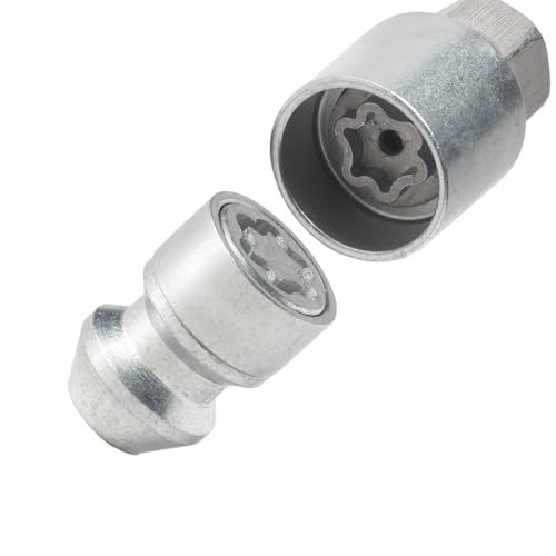 Farad H1/E Galvanized Silver Lug Nut Wheel-Locks Kit Suitable for Hyundai Palisade (M12 X 1.5 Thread Size) - Set of 4 Lug Nuts + 1 Key