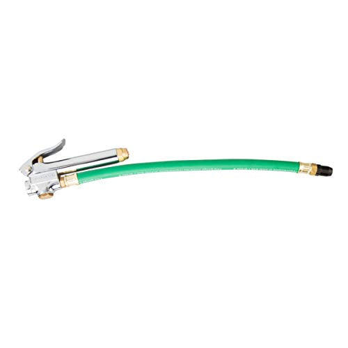 STEELMAN 75052 Straight Chuck Tire Inflator with Built-in Gauge and Green 12-Inch Hose - color: Green