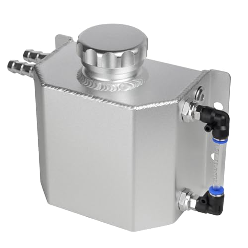 Coolant Reservoir Tank, 1L Aluminum Radiator Overflow Tank Silver - color: Silver, size: 1L