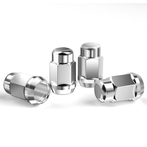 GAsupply 4pcs 1/2x20 Lug Nuts Chrome, 1.38" Tall 3/4" 19mm Hex Cone Seat - color: Silver, size: 1/2"-20, style: 4 Pack